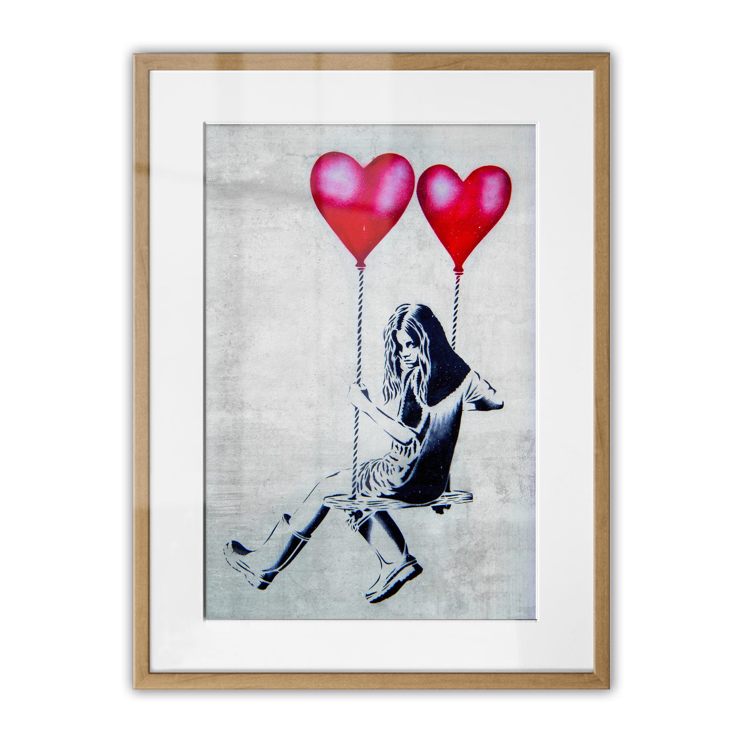 Heart Balloon Swing Girl Framed Art Print