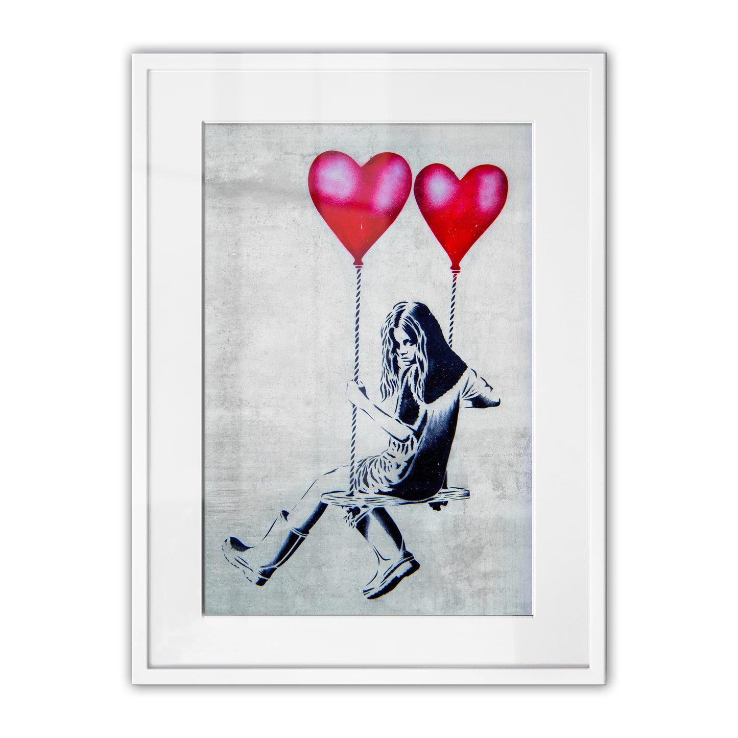 Heart Balloon Swing Girl Framed Art Print