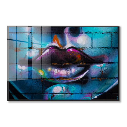 Purple Lips Graffiti Acrylic Art Print