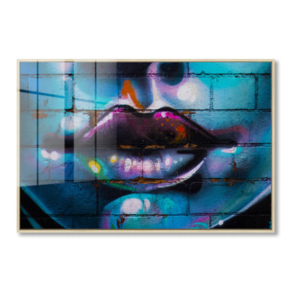 Purple Lips Graffiti Acrylic Art Print