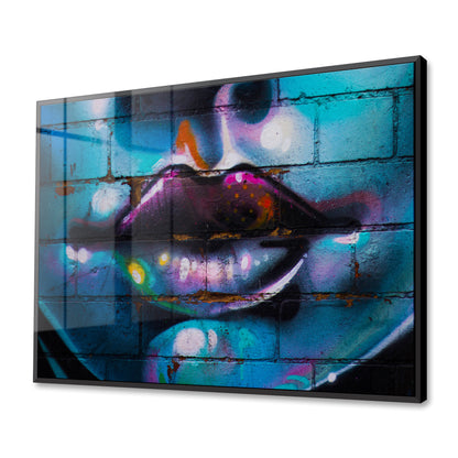 Purple Lips Graffiti Acrylic Art Print
