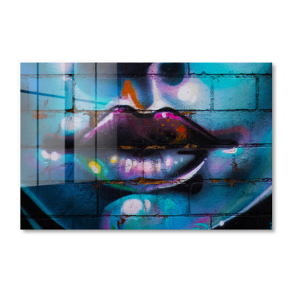 Purple Lips Graffiti Acrylic Art Print