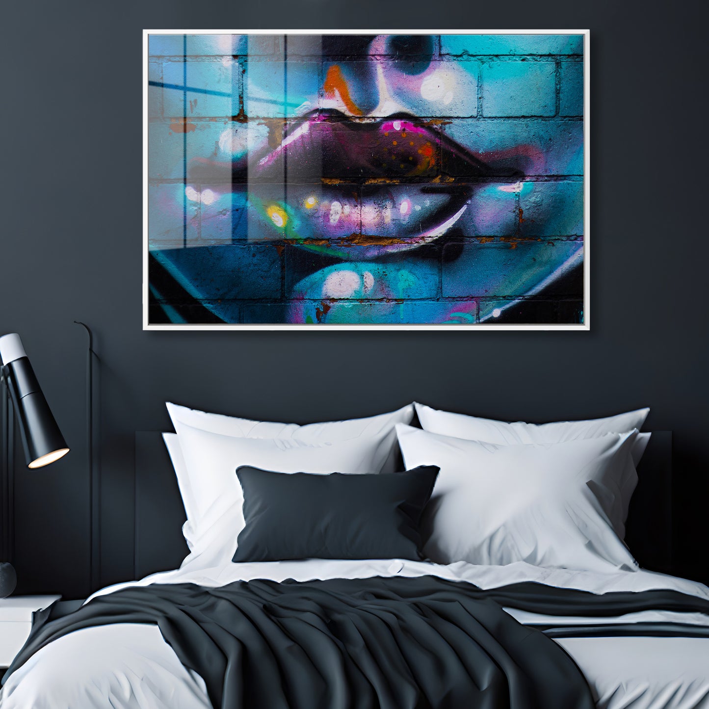 Purple Lips Graffiti Acrylic Art Print