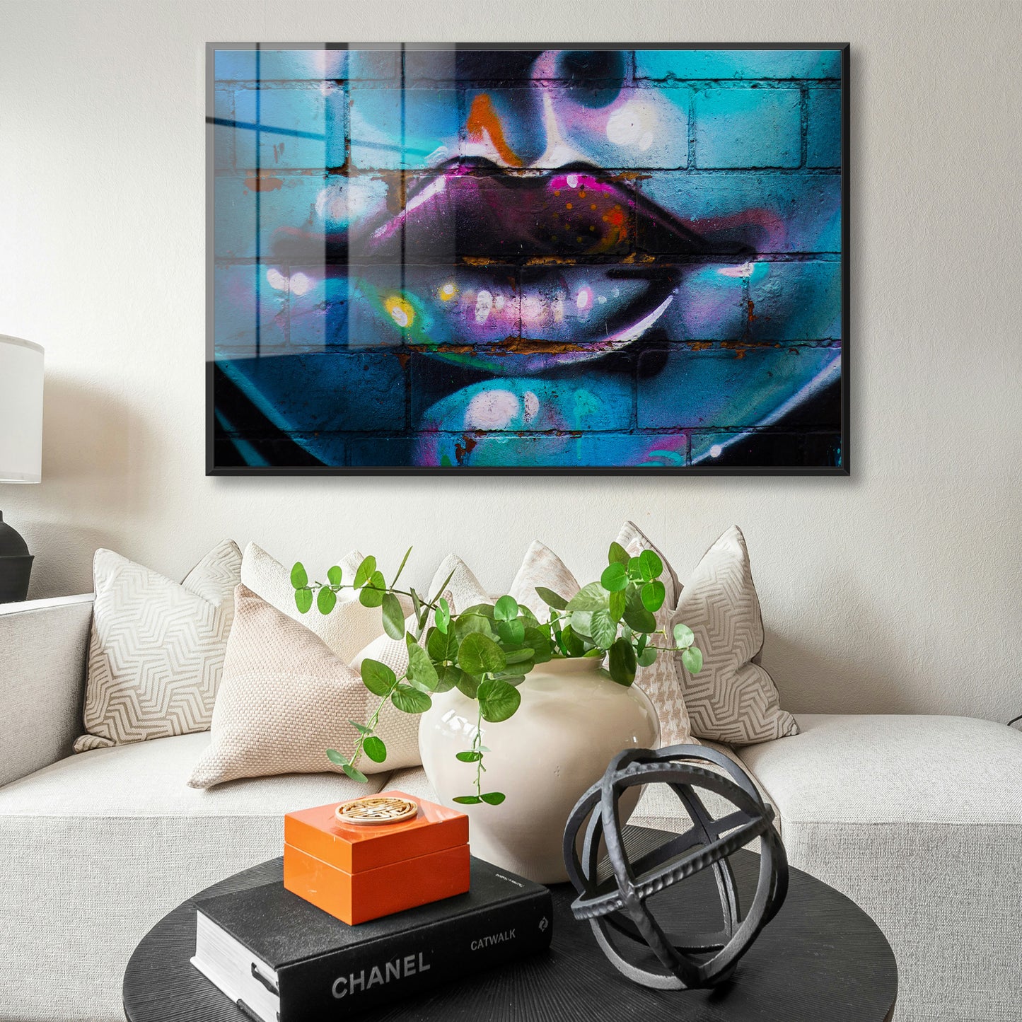 Purple Lips Graffiti Acrylic Art Print
