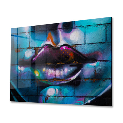Purple Lips Graffiti Acrylic Art Print