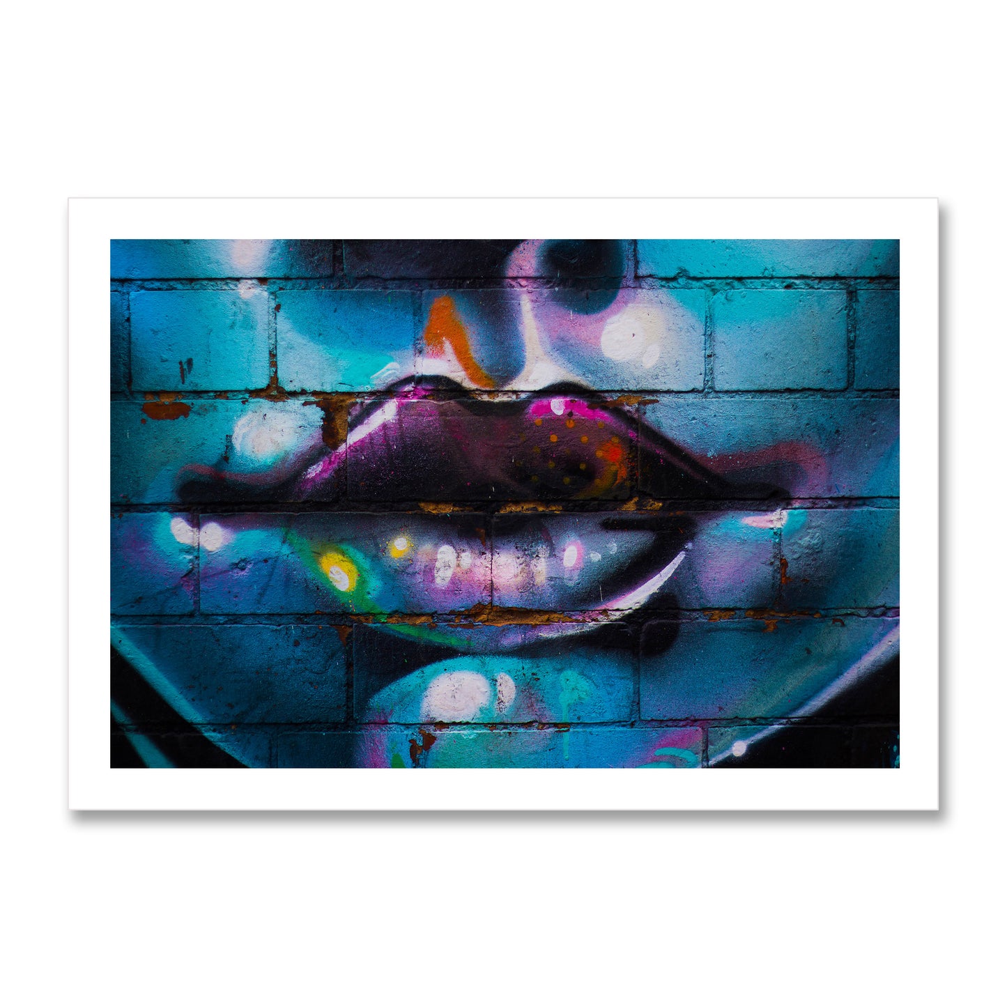 Purple Lips Graffiti Poster Print