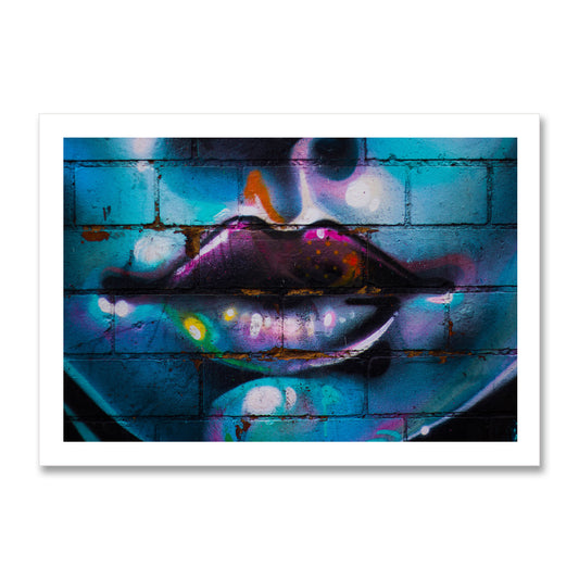 Purple Lips Graffiti Poster Print