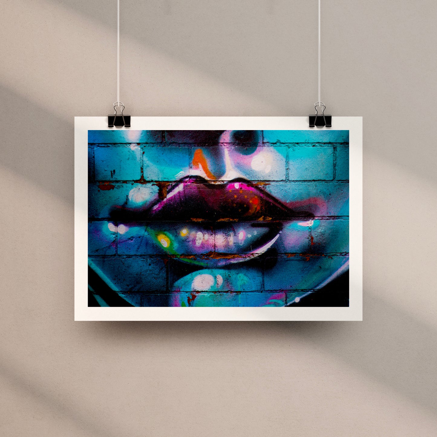 Purple Lips Graffiti Poster Print