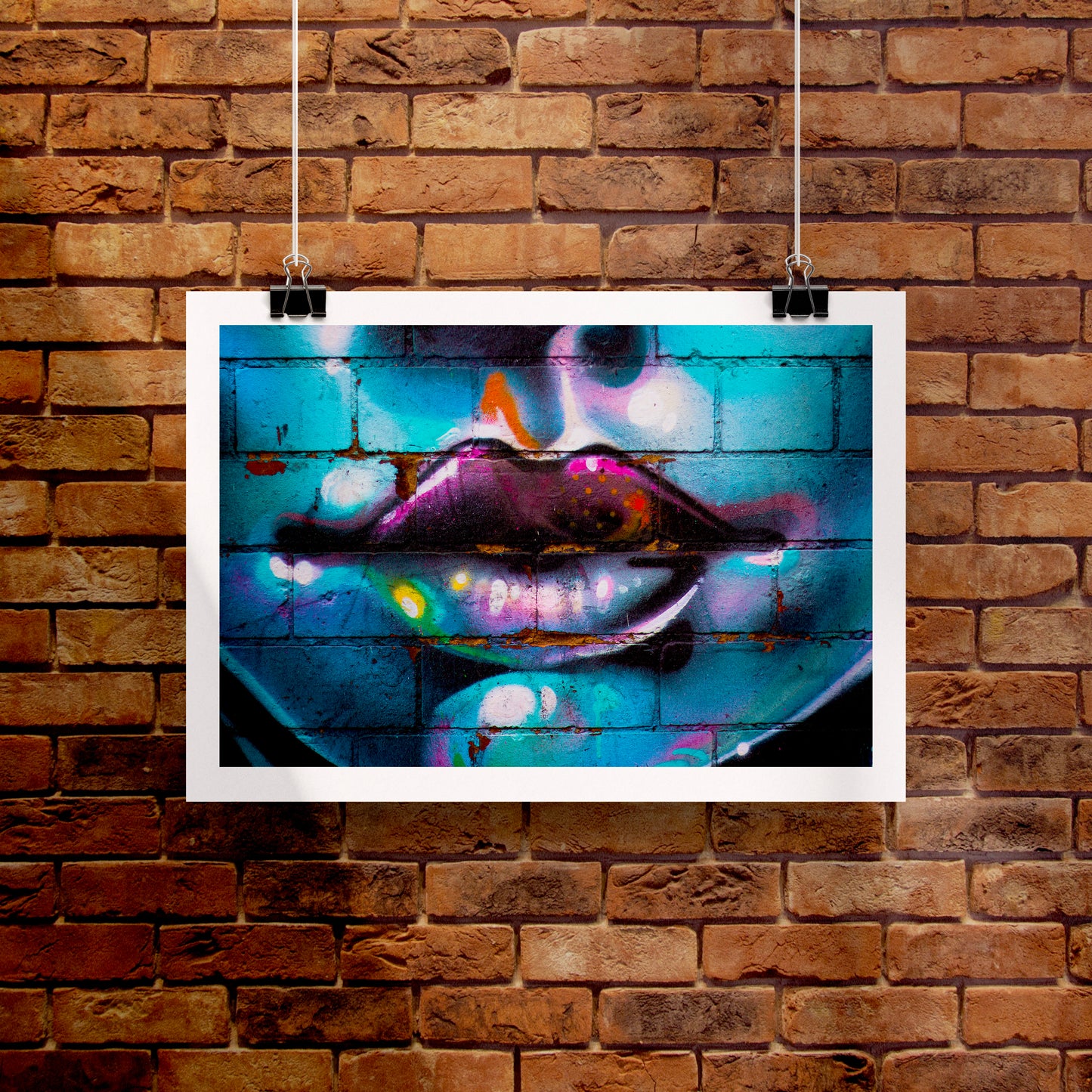 Purple Lips Graffiti Poster Print