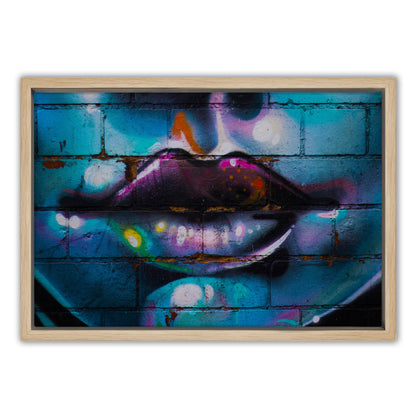 Purple Lips Graffiti Canvas Art Print