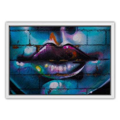 Purple Lips Graffiti Canvas Art Print