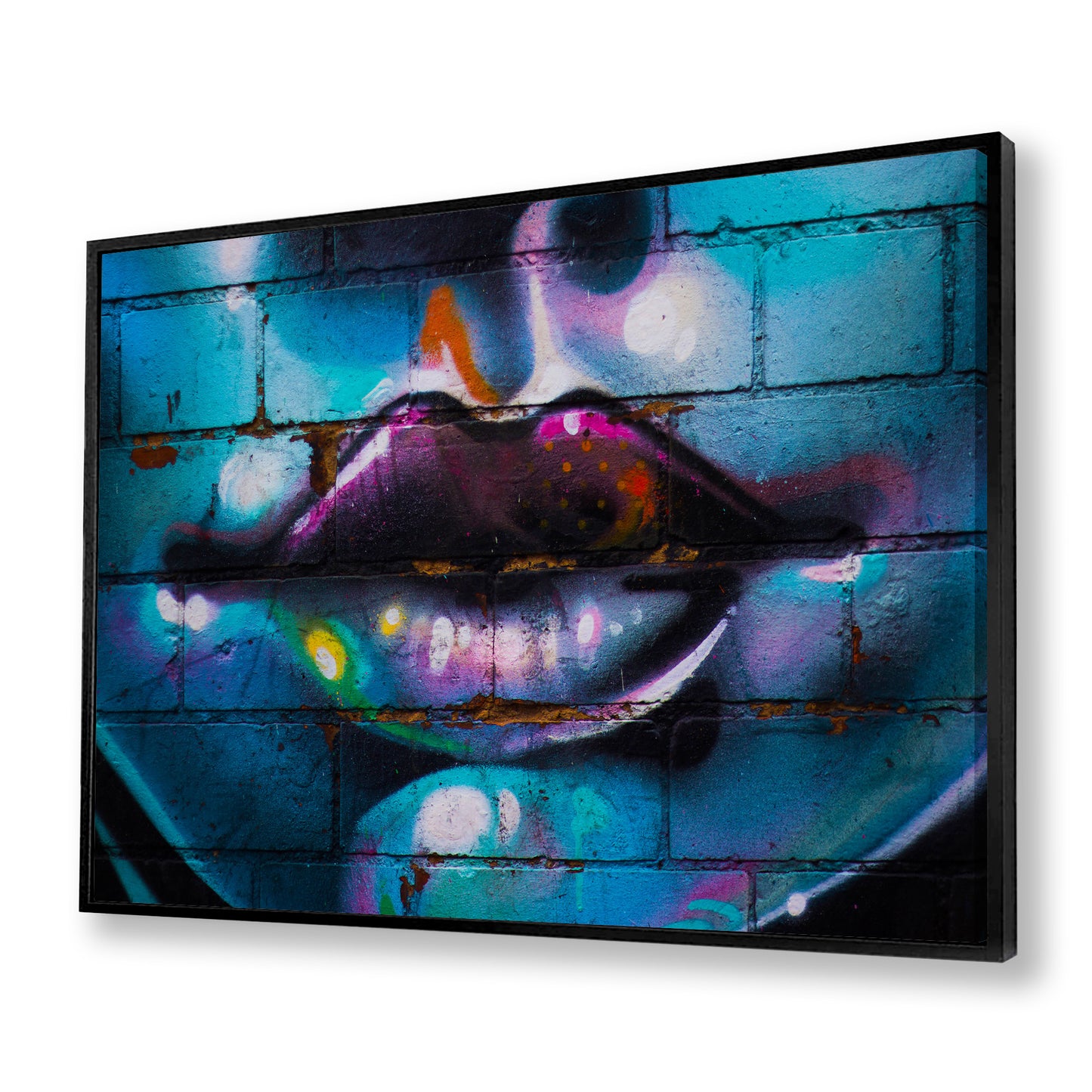 Purple Lips Graffiti Canvas Art Print