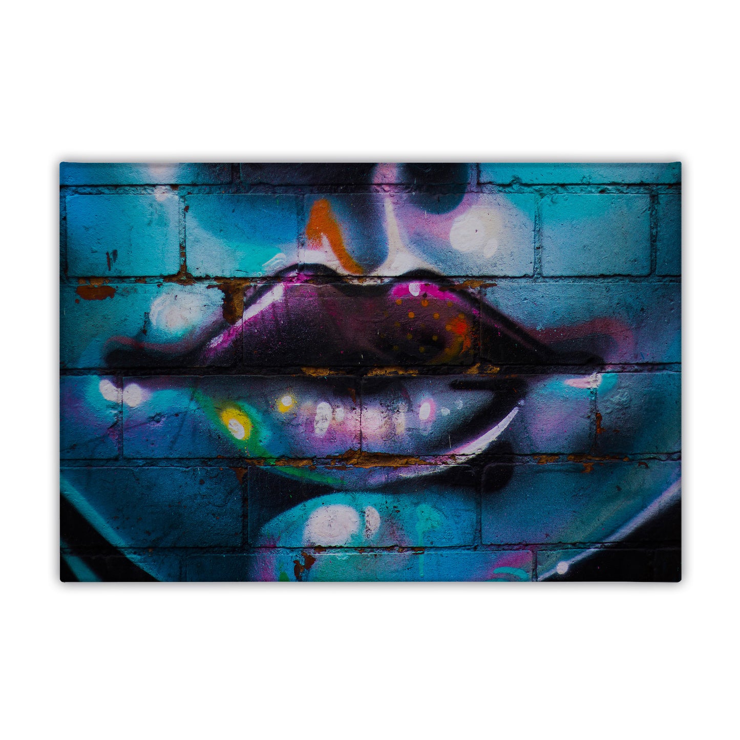 Purple Lips Graffiti Canvas Art Print