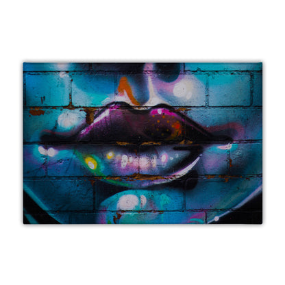 Purple Lips Graffiti Canvas Art Print