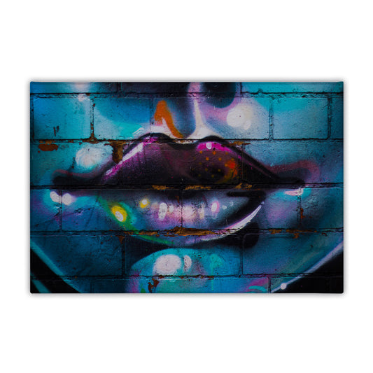 Purple Lips Graffiti Canvas Art Print