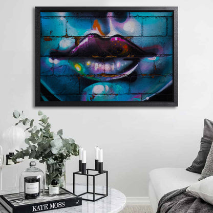 Purple Lips Graffiti Canvas Art Print