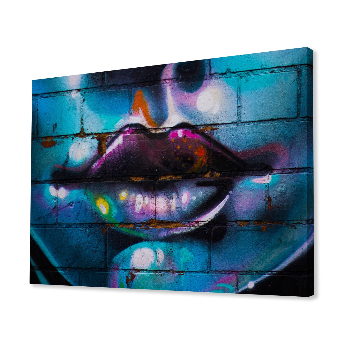 Purple Lips Graffiti Canvas Art Print