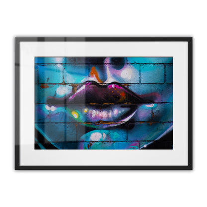 Purple Lips Graffiti Framed Art Print
