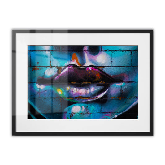 Purple Lips Graffiti Framed Art Print