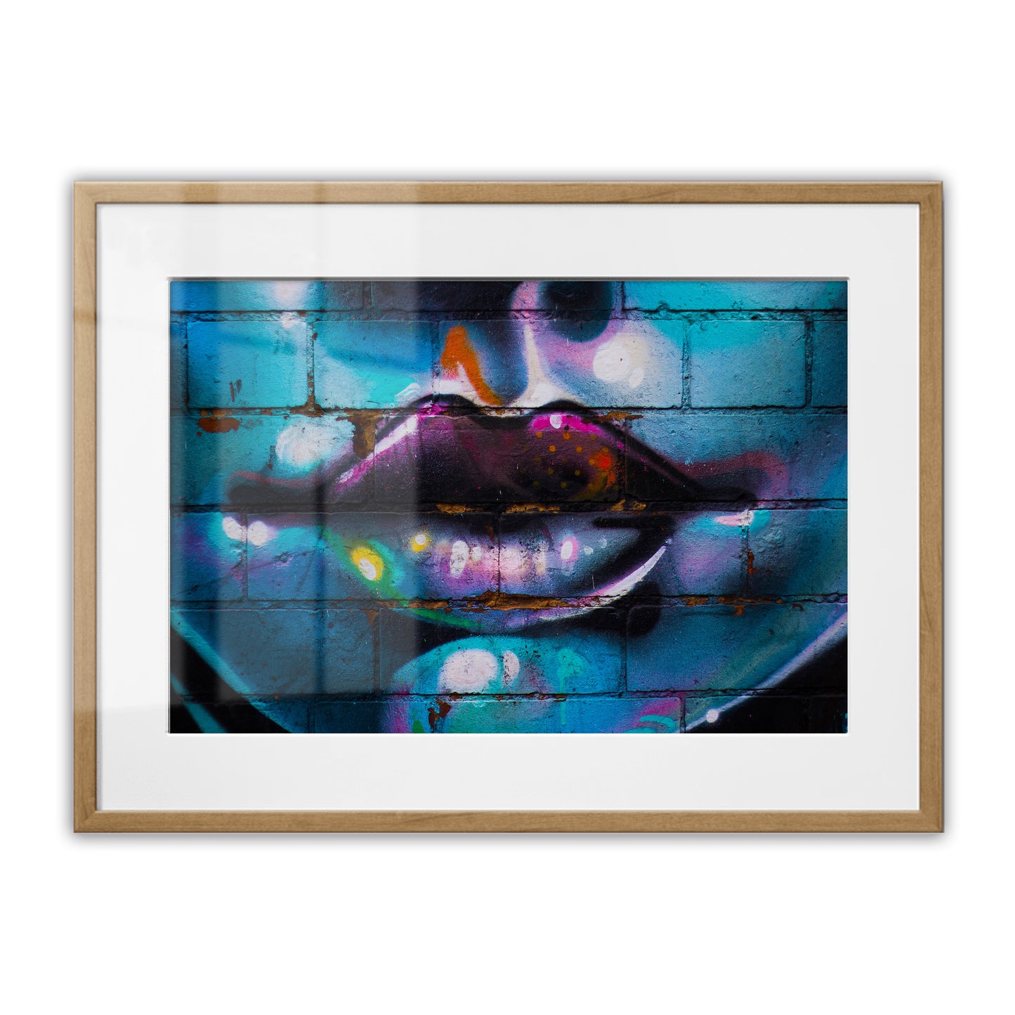 Purple Lips Graffiti Framed Art Print