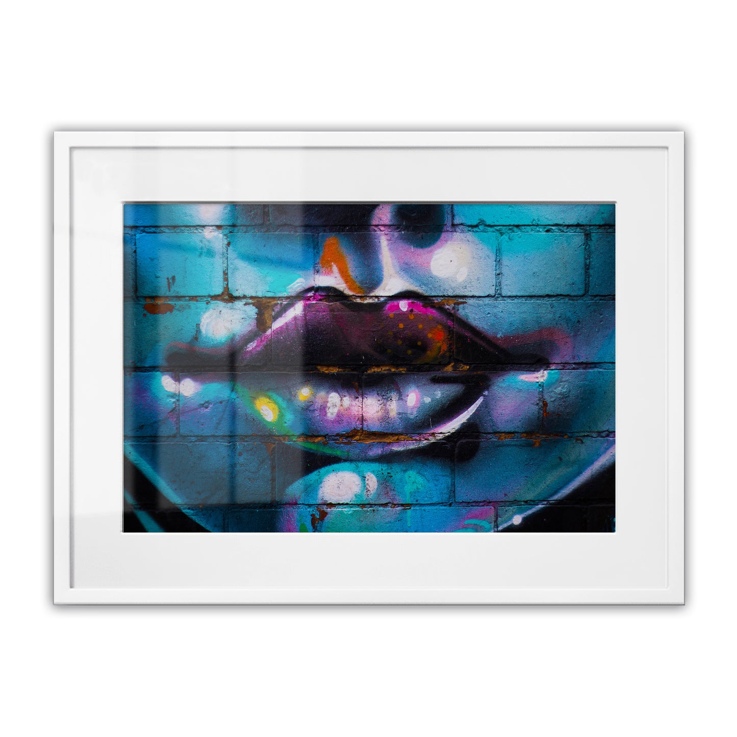 Purple Lips Graffiti Framed Art Print