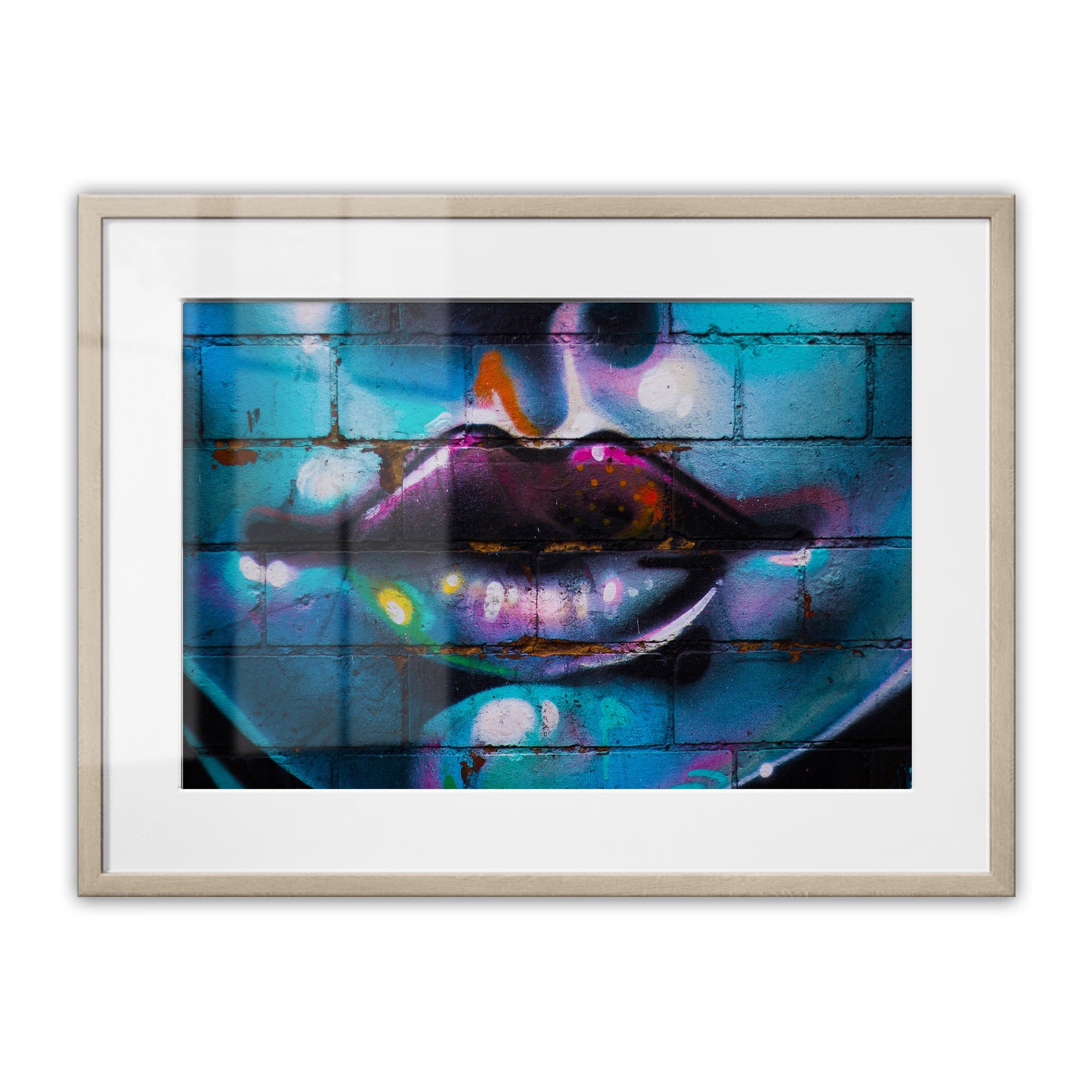 Purple Lips Graffiti Framed Art Print