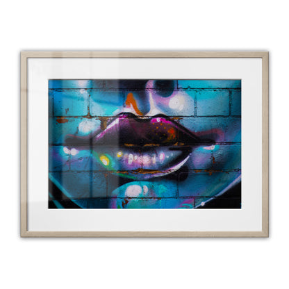 Purple Lips Graffiti Framed Art Print