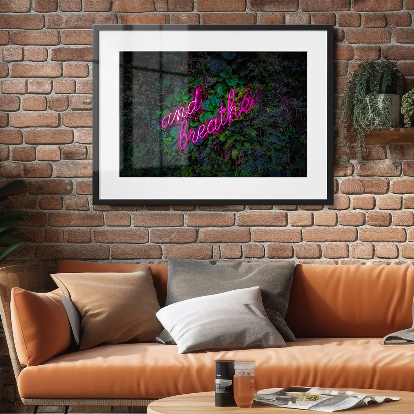 And Breathe Neon Framed Art Print
