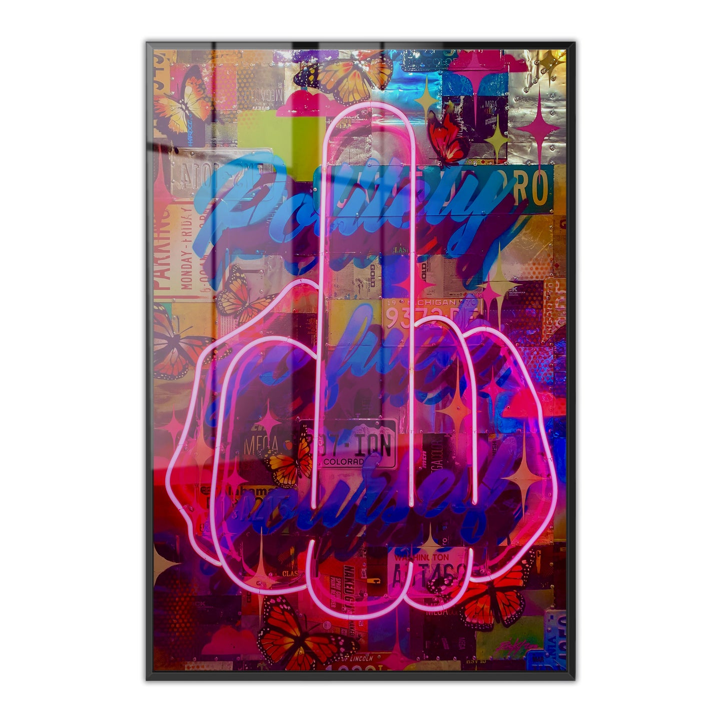 Politely Go F**k Yourself Neon Acrylic Art Print