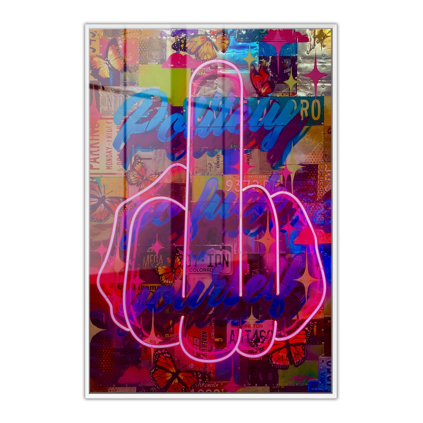 Politely Go F**k Yourself Neon Acrylic Art Print