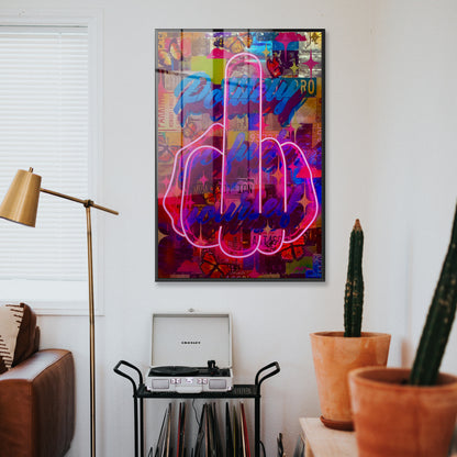 Politely Go F**k Yourself Neon Acrylic Art Print