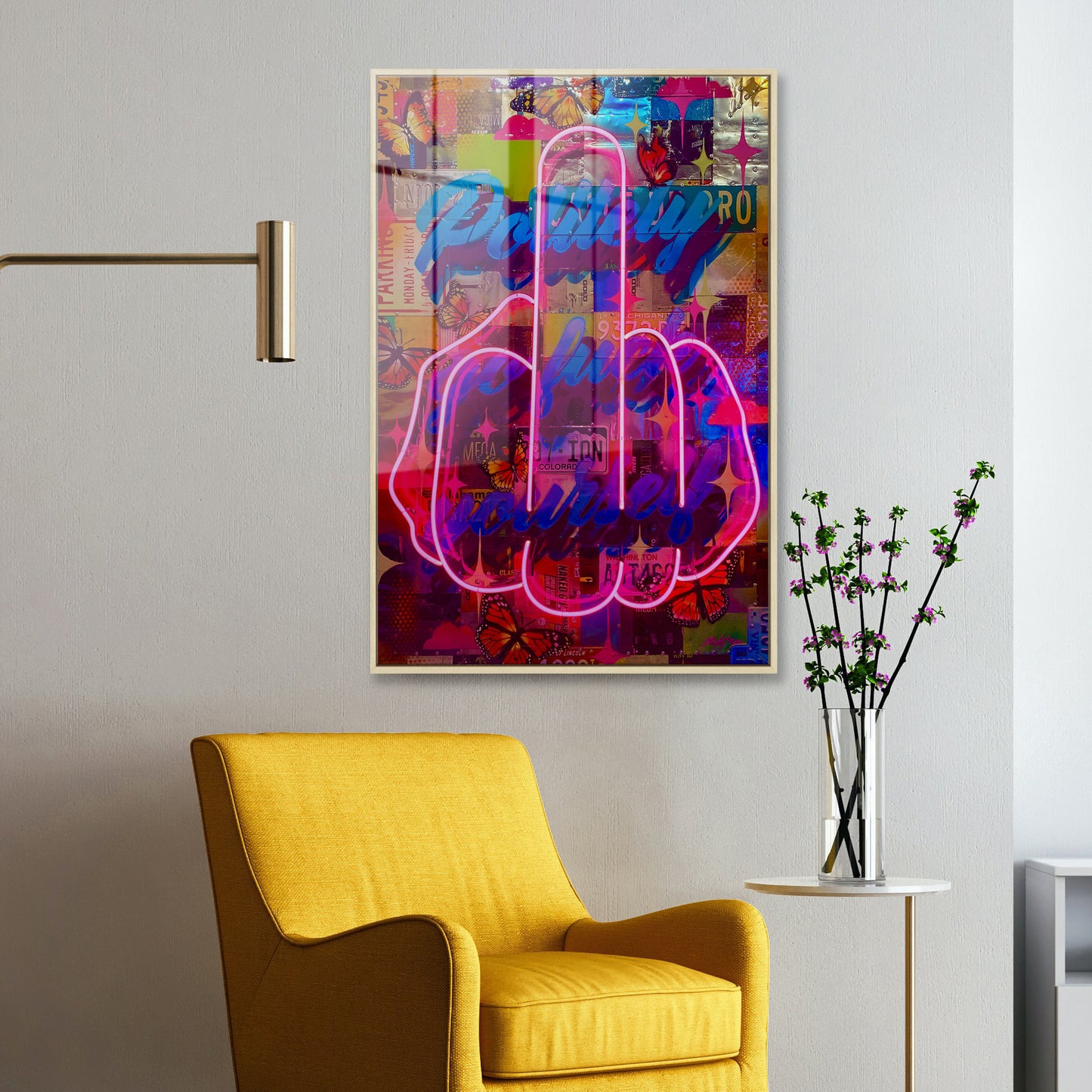 Politely Go F**k Yourself Neon Acrylic Art Print