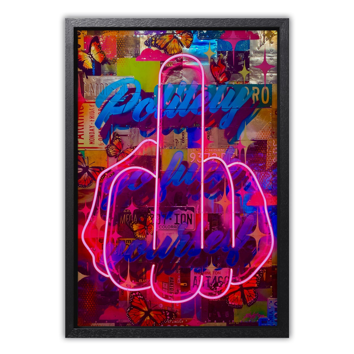 Politely Go F**k Yourself Neon Canvas Art Print