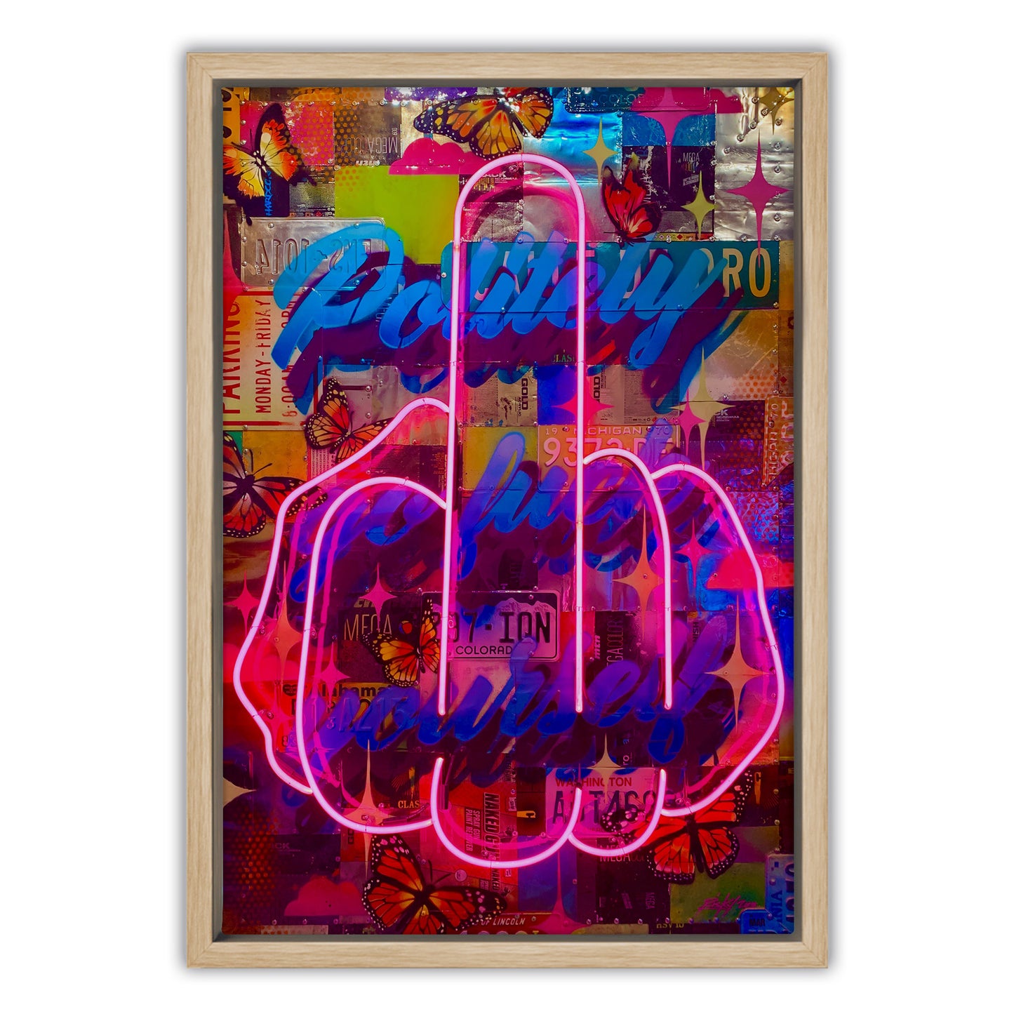 Politely Go F**k Yourself Neon Canvas Art Print