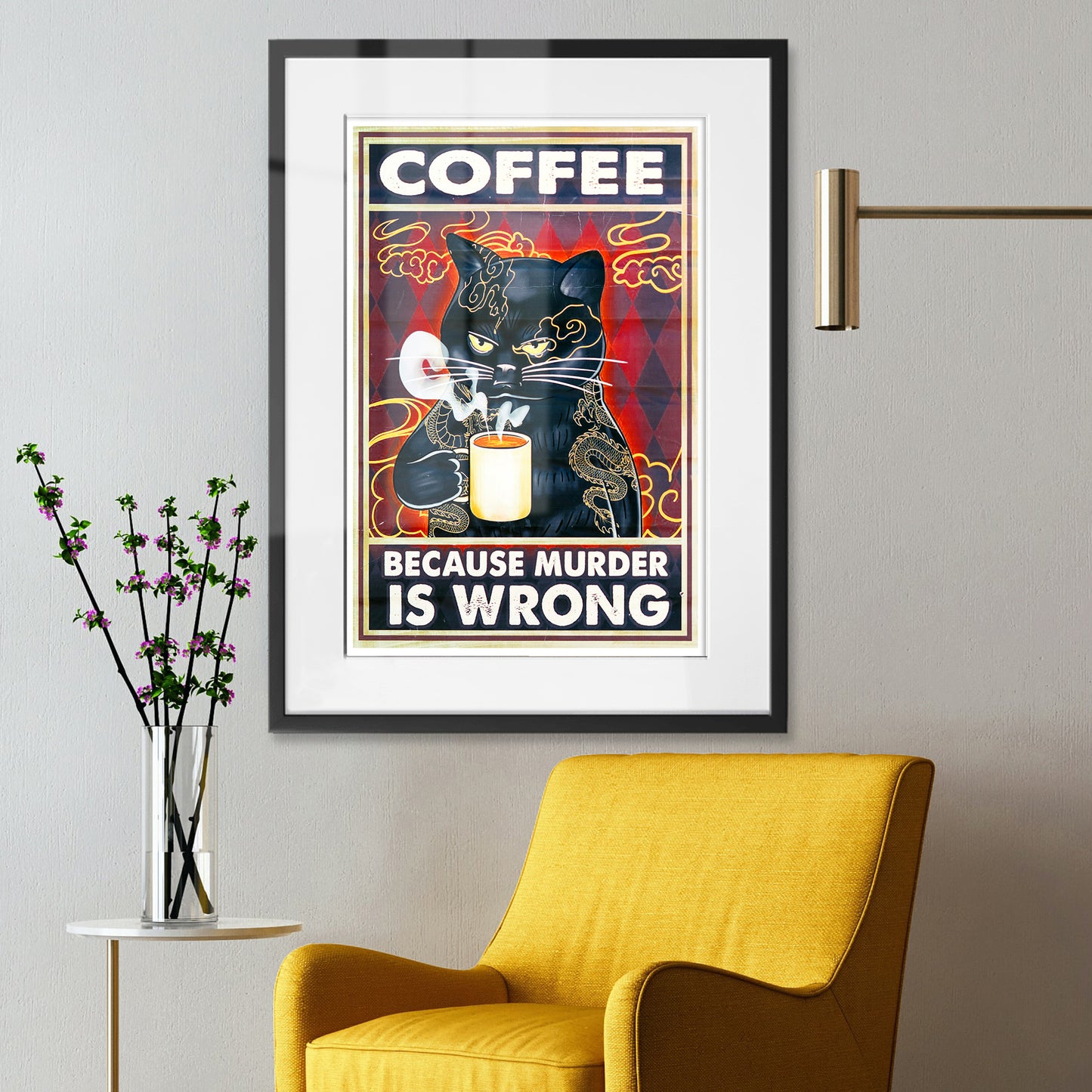 Coffee Because Murder is Wrong Framed Art Print