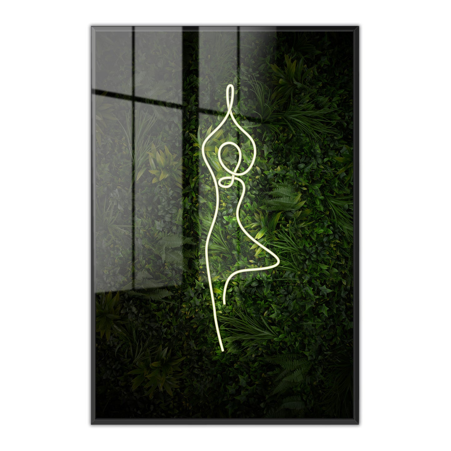 Yoga Tree Pose Neon Acrylic Art Print