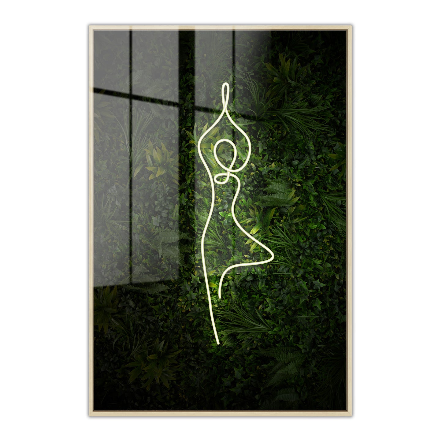 Yoga Tree Pose Neon Acrylic Art Print