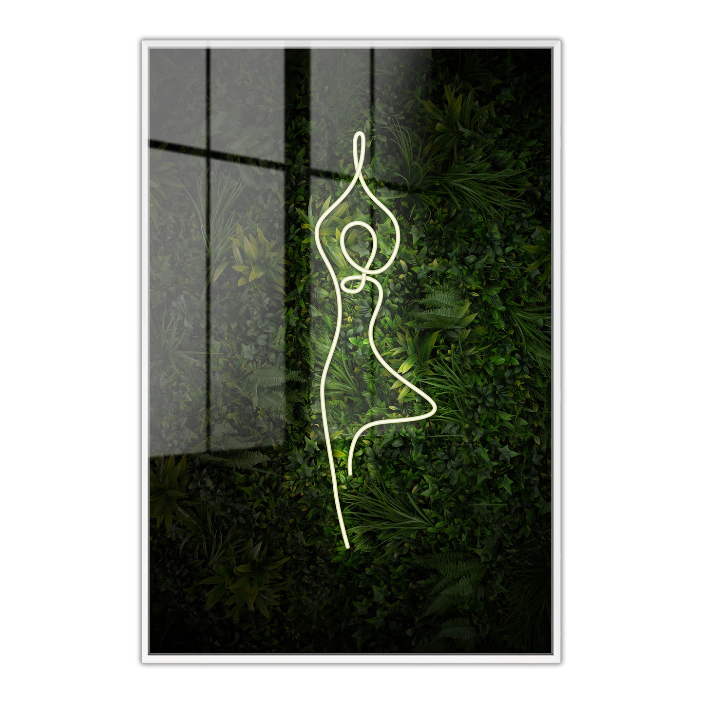 Yoga Tree Pose Neon Acrylic Art Print
