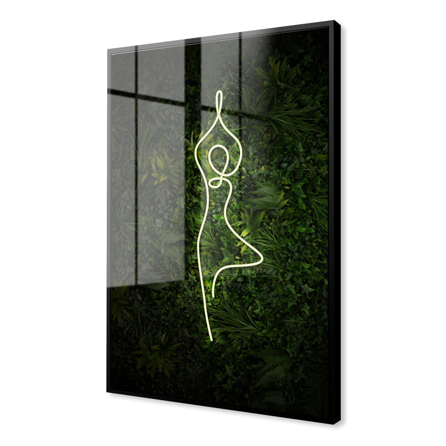 Yoga Tree Pose Neon Acrylic Art Print