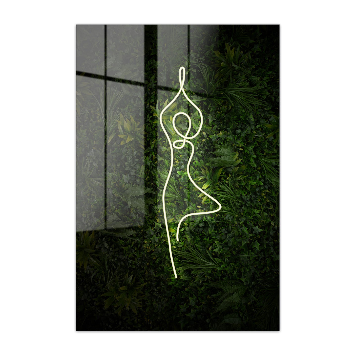 Yoga Tree Pose Neon Acrylic Art Print