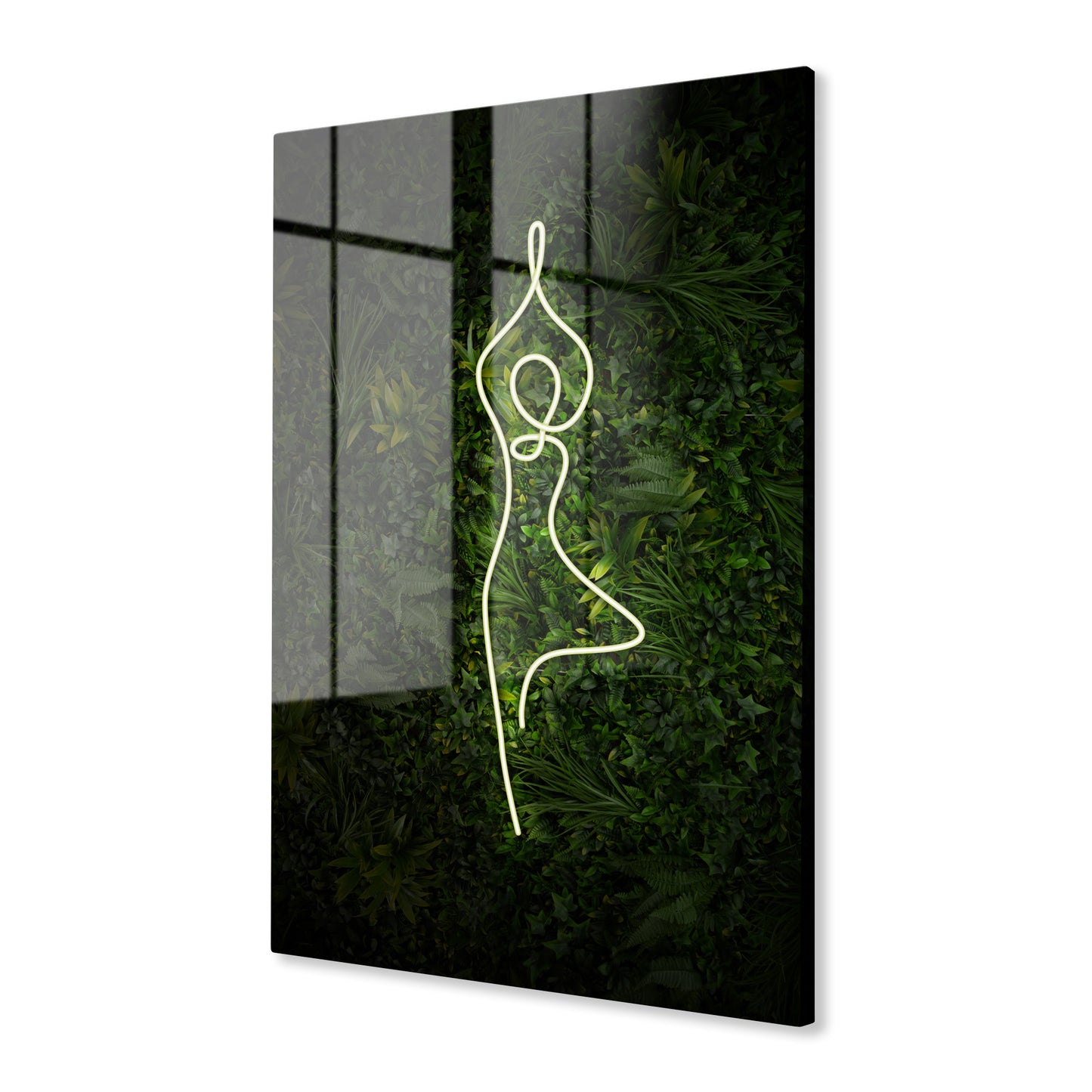 Yoga Tree Pose Neon Acrylic Art Print