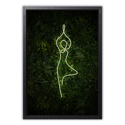 Yoga Tree Pose Neon Canvas Art Print