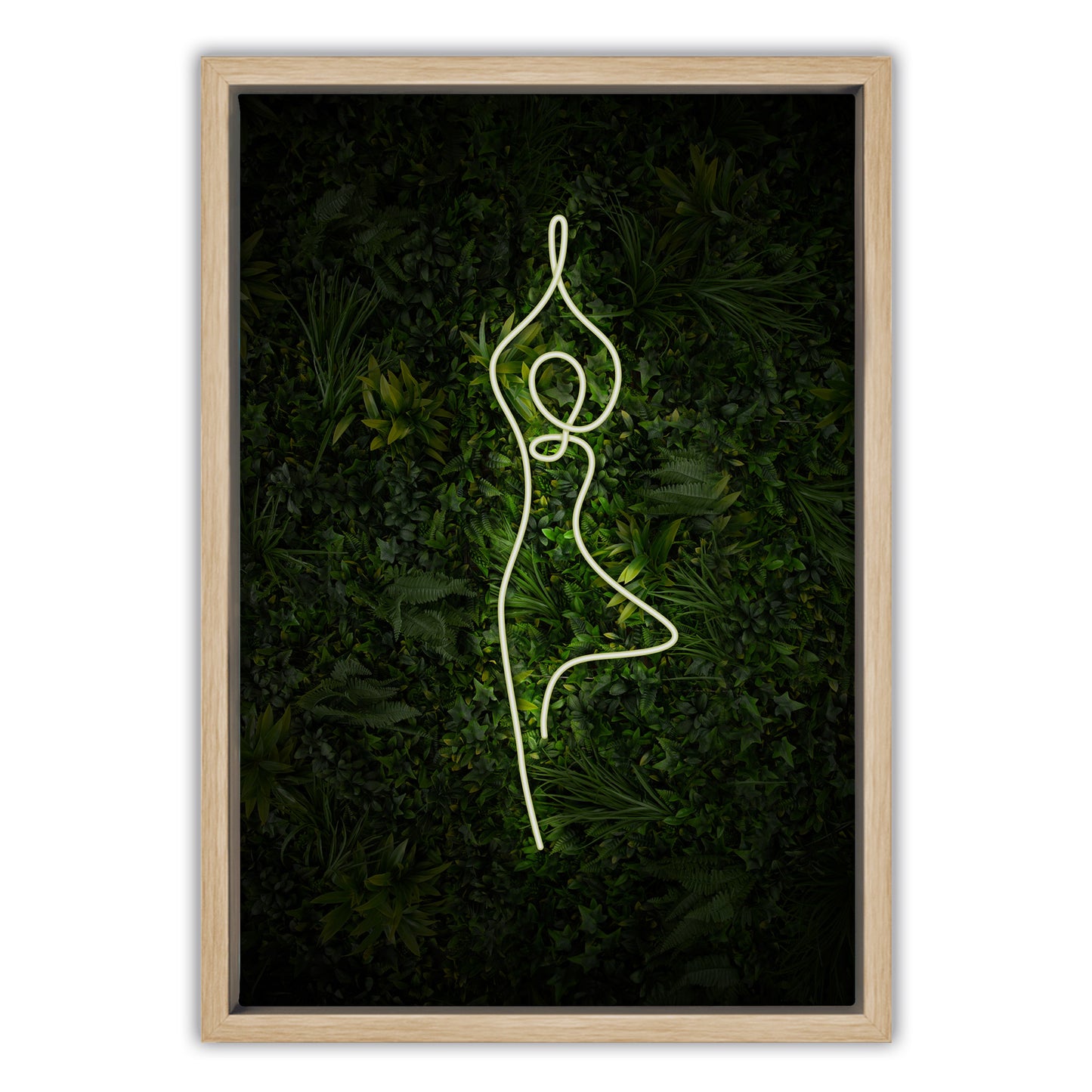 Yoga Tree Pose Neon Canvas Art Print