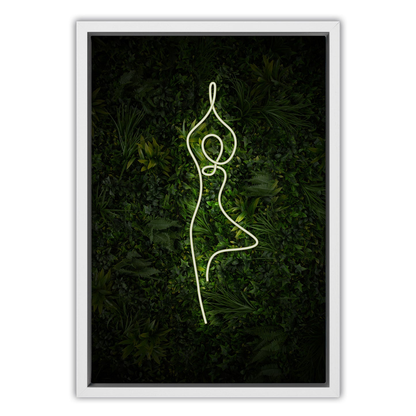 Yoga Tree Pose Neon Canvas Art Print