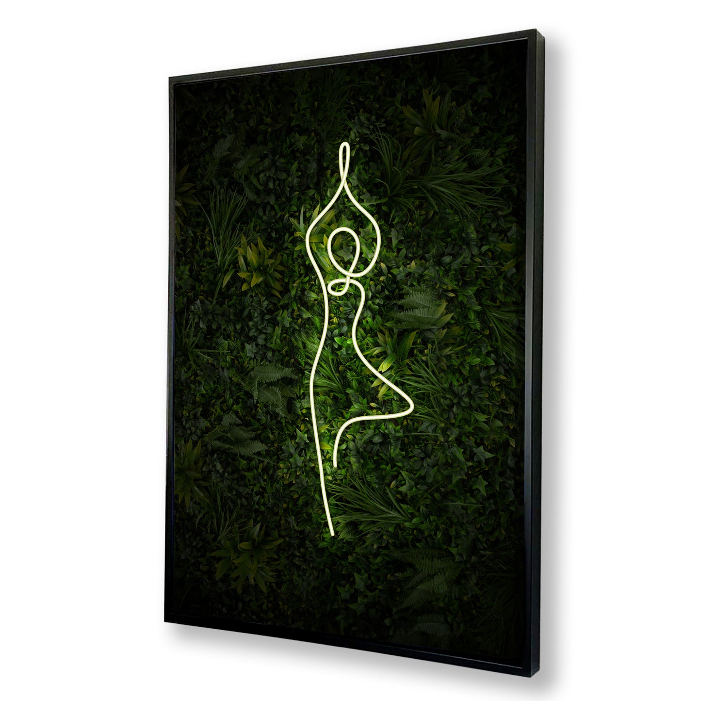 Yoga Tree Pose Neon Canvas Art Print