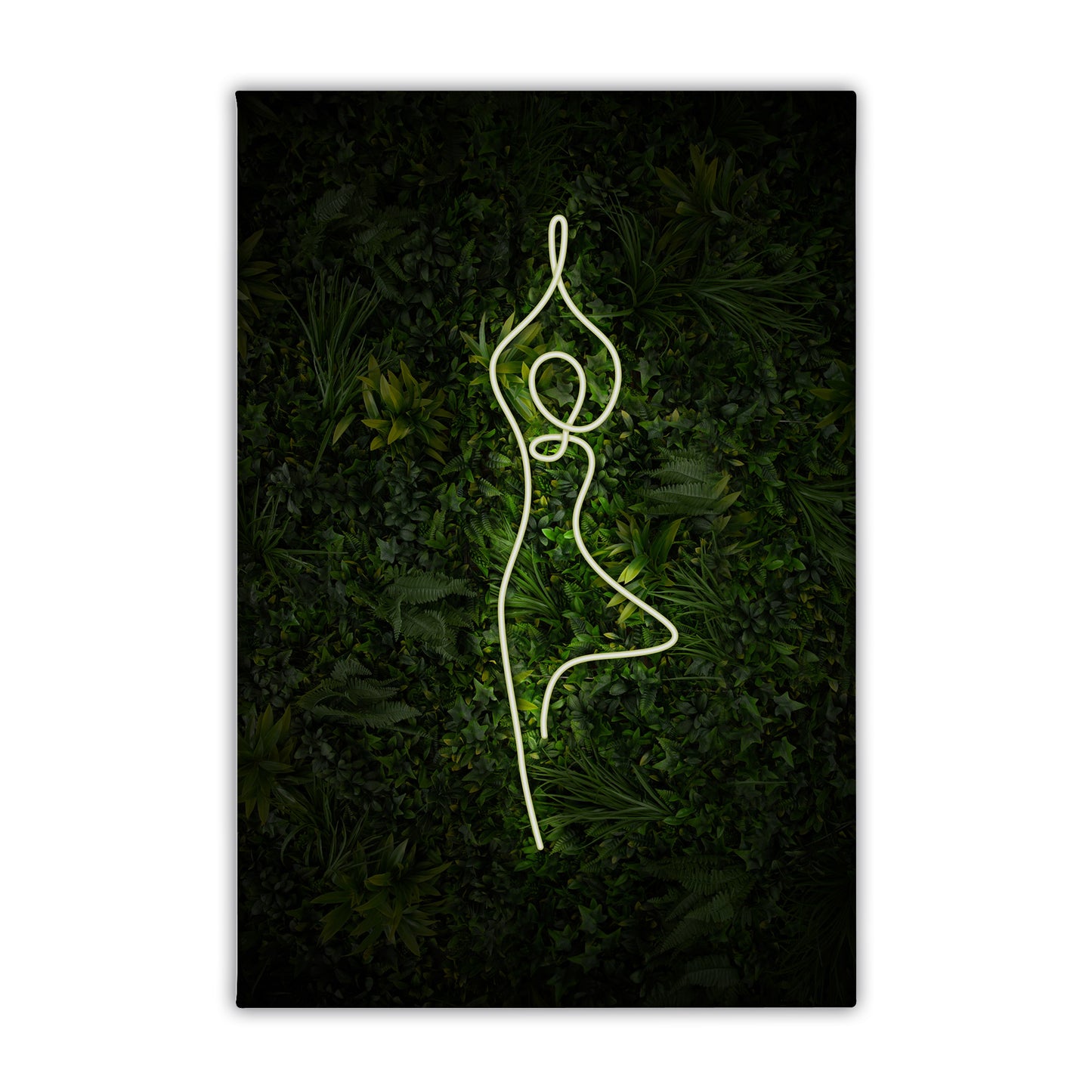 Yoga Tree Pose Neon Canvas Art Print
