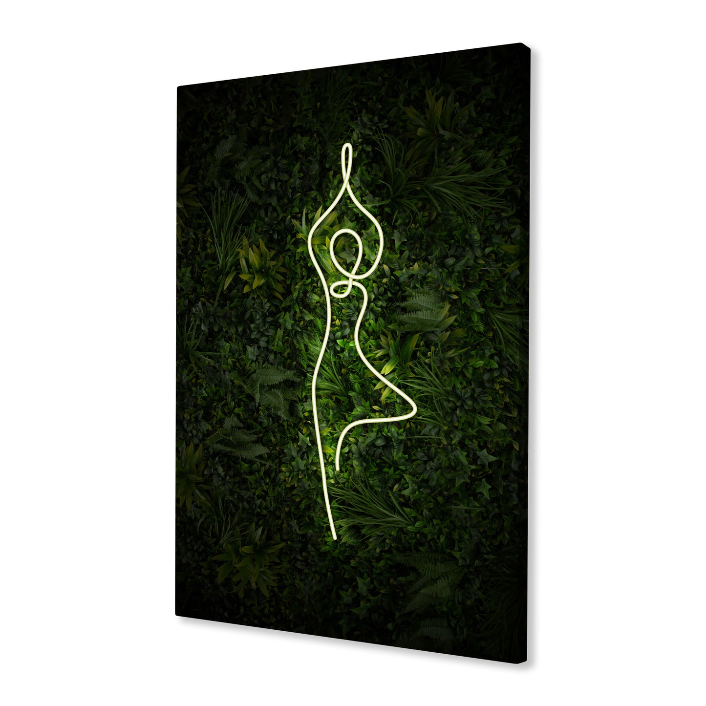 Yoga Tree Pose Neon Canvas Art Print