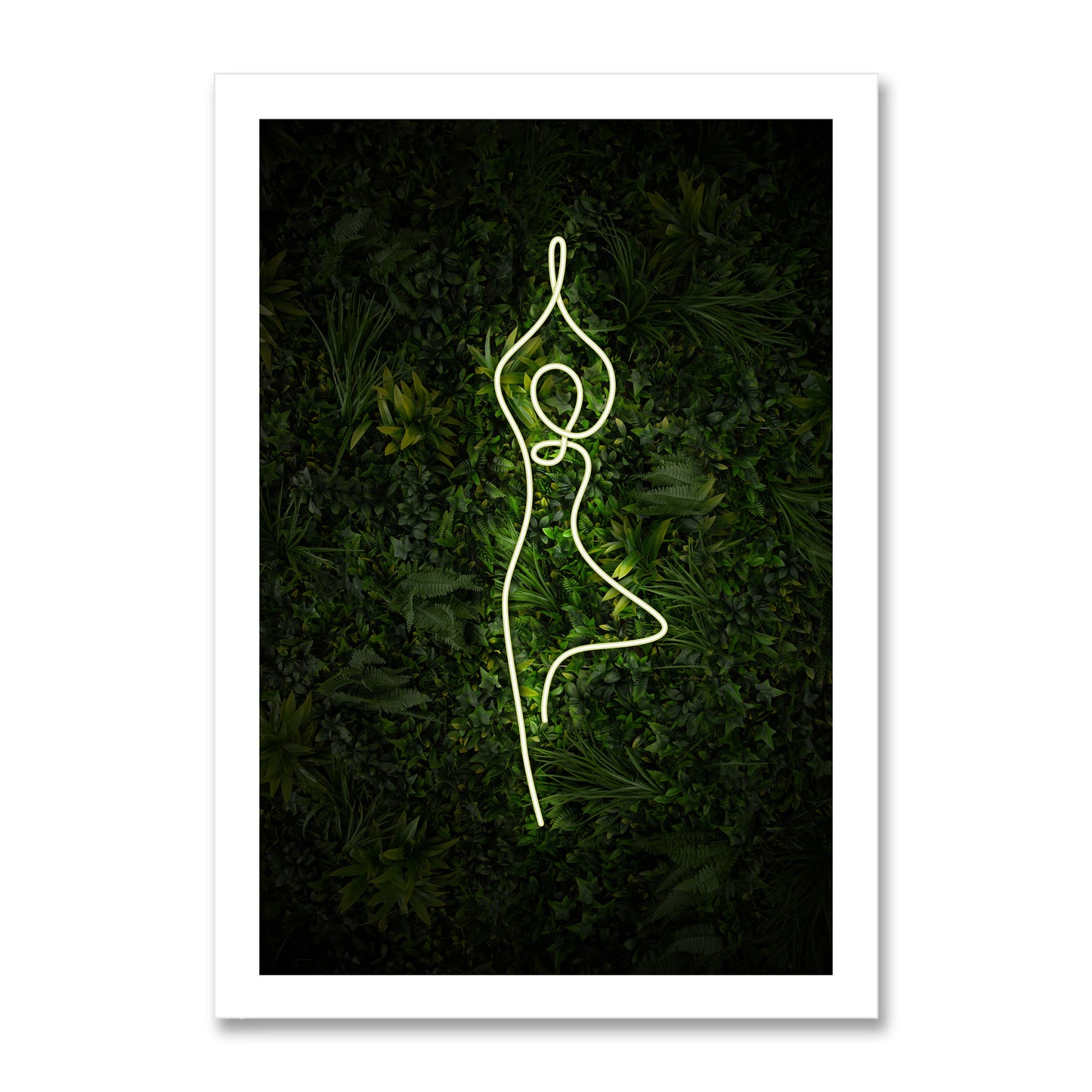 Yoga Tree Pose Neon Poster Print