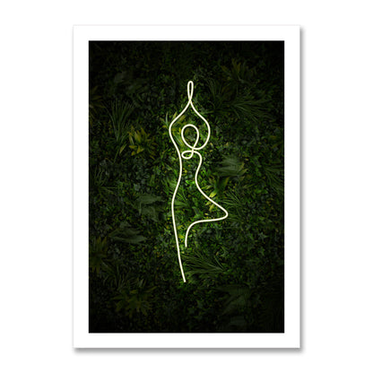 Yoga Tree Pose Neon Poster Print