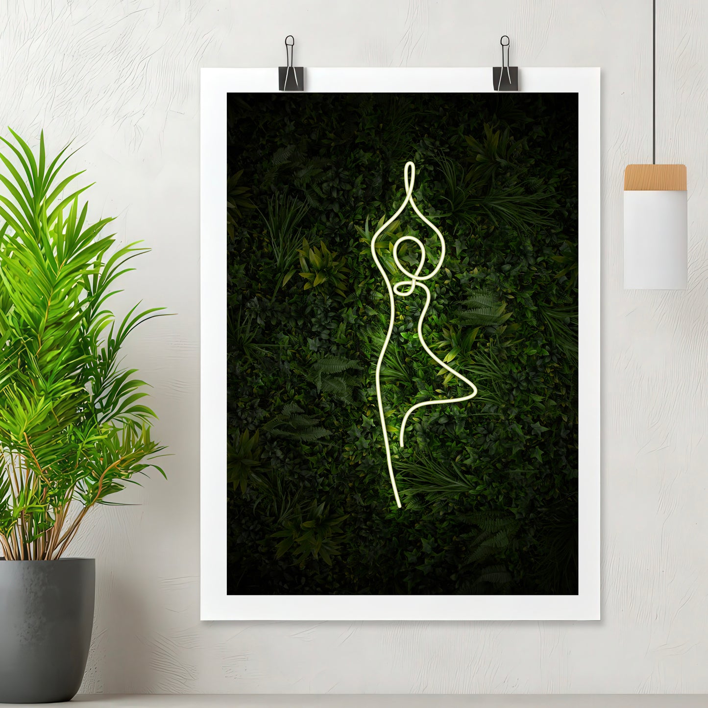 Yoga Tree Pose Neon Poster Print